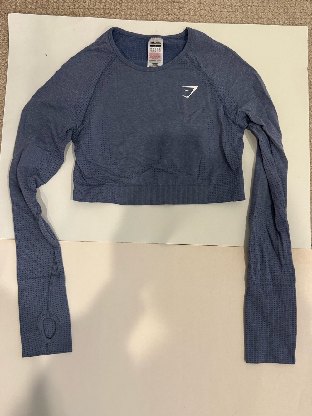 Gymshark Navy Blue Long-Sleeve Cropped Seamless Top